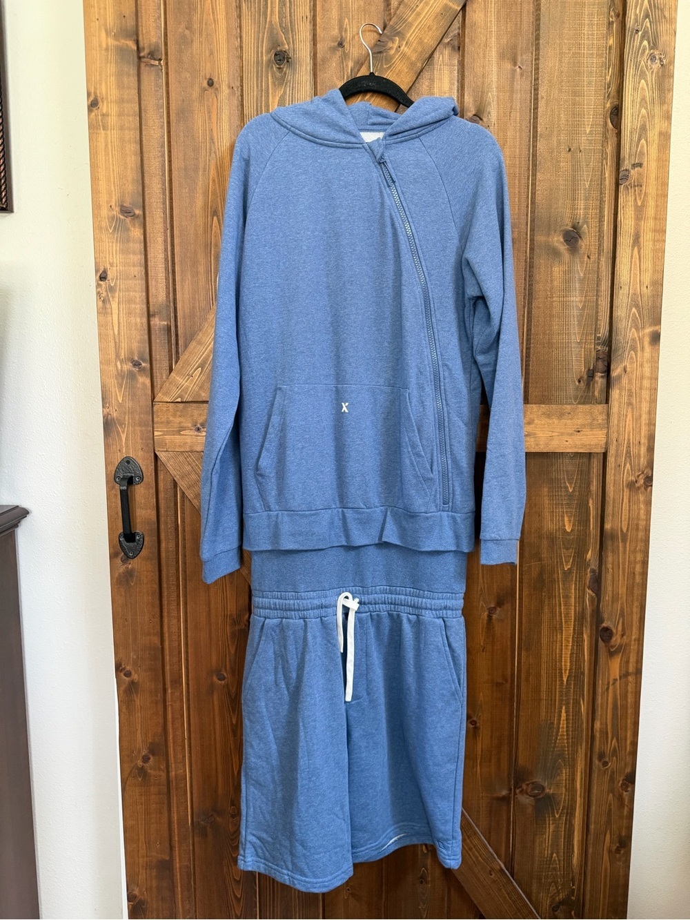 NWOT Tuxy The Summer Suit Jumpsuit Hoodie Loungewear Mens Sz LG Drawstring Blue